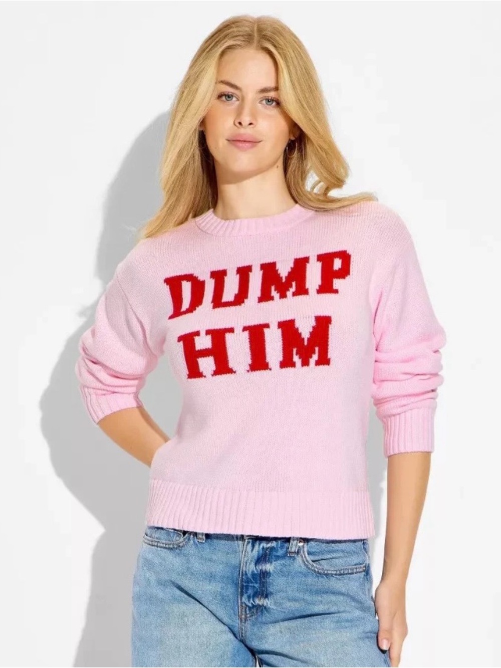 Wild Fable NWT Dump Him Pink Knit Sweater Size S Y2K Britney Spears Bimbo Camp